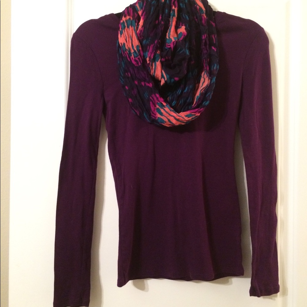 Bundle: Merona Plum Shirt and American Eagle Scarf